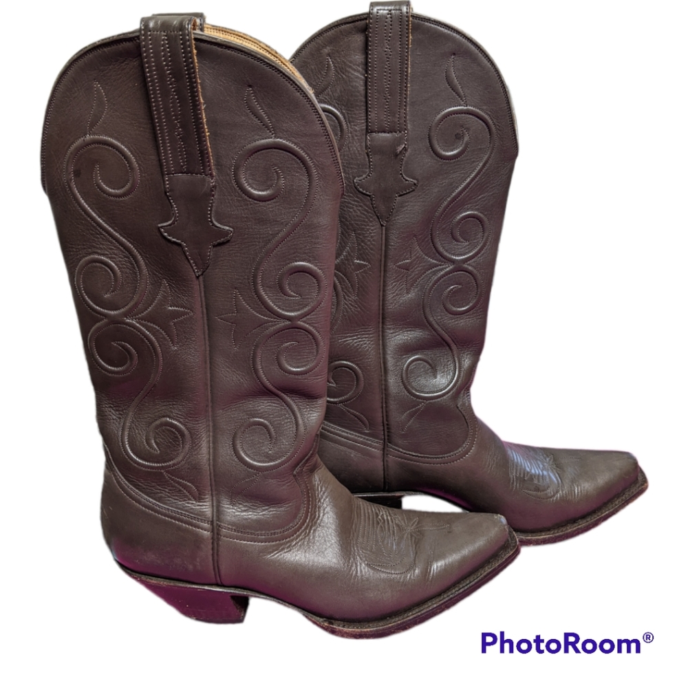Heritage brown cowboy boots 6 7 cowgirl